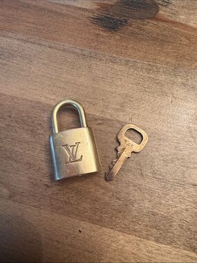 Louis Vuitton Gold Brass Padlock with Matching Key